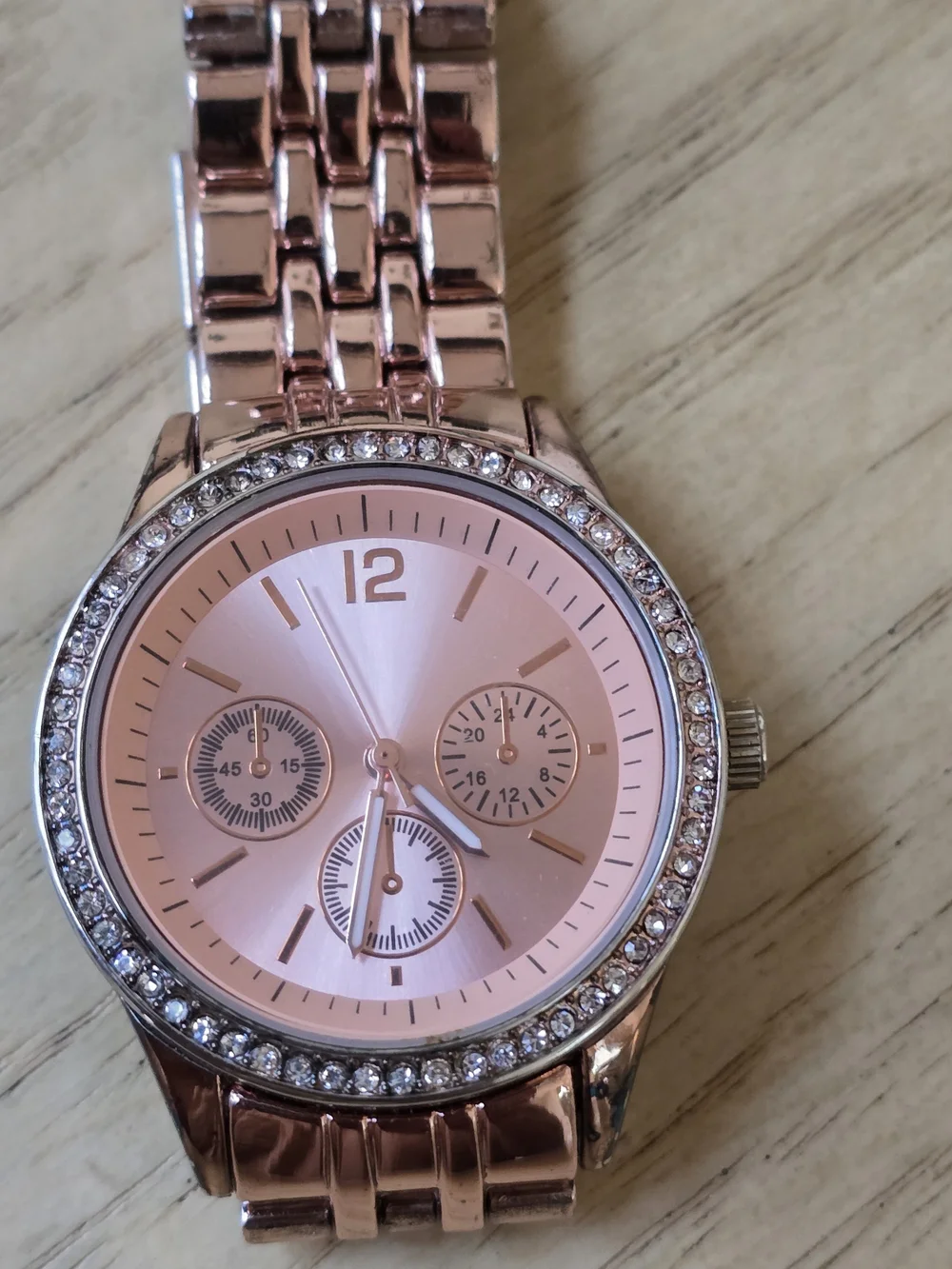 Rose Gold Women’s Crystal-Trim Bracelet Watch